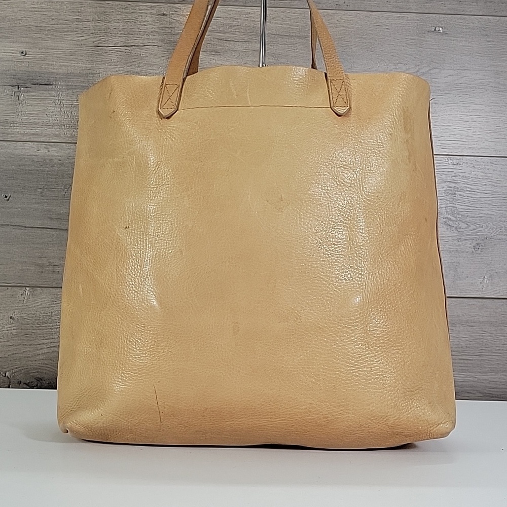 Madewell Tan Leather Embroidered Stripe Tote Bag - Picture 4 of 15